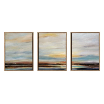 (Set Of 3) 18" X 24" Sylvie Carolina Sunset Framed Canvas By Mary Sparrow Gold - Kate & Laurel All Things Decor 1 (Set Of 3) 18" X 24" Sylvie Carolina Sunset Framed Canvas By Mary Sparrow Gold - Kate & Laurel All Things Decor