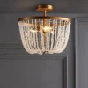15" Stone/Metal Georgian Flush Mount Ceiling Light (Includes Energy Efficient Light Bulb) Antique Gold - JONATHAN Y