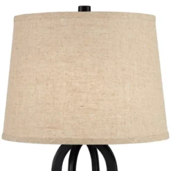 360 Lighting Marcel Industrial Table Lamps 24 1/4" High Set Of 2 Black With USB Port LED Nightlight Burlap Drum Shade For Bedroom Living Room Desk -Safavieh Outlet Store GUEST 71872a2b b87b 4d09 8a34 aff7a30a0885