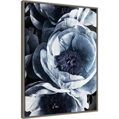 22" X 30" Peony Blue Petals III By Ashley Aldridge Framed Canvas Wall Art Gray Wash - Amanti Art 1 22" X 30" Peony Blue Petals III By Ashley Aldridge Framed Canvas Wall Art Gray Wash - Amanti Art