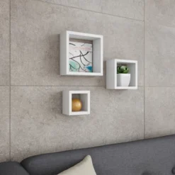 Floating Shelves- Cube Wall Shelf Set With Hidden Brackets, 3 Sizes To Display Décor, Books, Photos, More- Hardware Included By Lavish Home (White) -Safavieh Outlet Store GUEST 72be4acf a639 47a4 bb5e 55ab1616321c