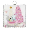 Round Top Collection Mini Gallery Vintage Deer - 1 Sign 7 Inches - Christmas Sign Pink - C21116 - Wool - Multicolored