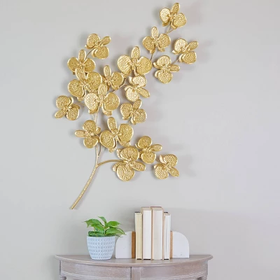 Metal Floral Orchid Wall Decor With Stem Gold - CosmoLiving By Cosmopolitan 4 Metal Floral Orchid Wall Decor With Stem Gold - CosmoLiving By Cosmopolitan - Image 4