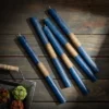 English Blue Timber Tapers - Set Of 12