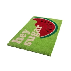 1'4" X 2'4" Hey Sugar Indoor/Outdoor Coir Doormat Green/White/Red - Entryways