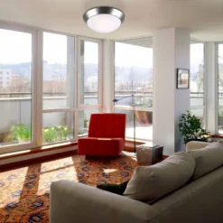 360 Lighting Modern Ceiling Light Flush Mount Fixture 13" Wide Brushed Nickel 2-Light Frosted Glass Dome Shade For Bedroom Kitchen Living Room Hallway -Safavieh Outlet Store GUEST 7642ea5e 7e6f 4ebe a62c 10b631419d65