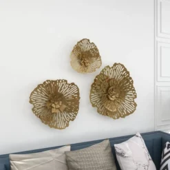 Metal Floral Wall Decor Set Of 3 Gold - Olivia & May -Safavieh Outlet Store GUEST 76c07b3f 2165 4f1c 9d0a 954068ffaefa