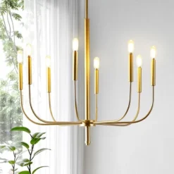 27.25" 8-Light Amoros Modern Mid-Century Iron LED Chandelier Gold Painting - JONATHAN Y 12 27.25" 8-Light Amoros Modern Mid-Century Iron LED Chandelier Gold Painting - JONATHAN Y -Safavieh Outlet Store GUEST 77988f85 aab7 4a63 8025 e45948bc798f