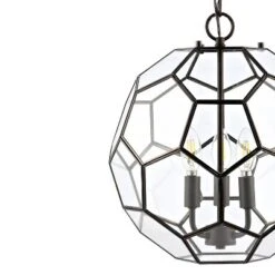 13.5" 3-Light Bee Modern Farmhouse Iron/Glass LED Pendant Oil Rubbed Bronze/Clear - JONATHAN Y -Safavieh Outlet Store GUEST 785bdbb3 8851 40be 9b41 3e49b28f2ded