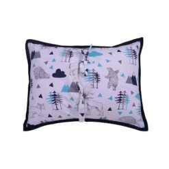 Bacati - Woodlands Aqua/Navy/Grey Boys Cotton Embroidered Decorative Throw Pillow