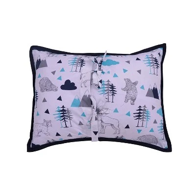 Bacati - Woodlands Aqua/Navy/Grey Boys Cotton Embroidered Decorative Throw Pillow 1 Bacati - Woodlands Aqua/Navy/Grey Boys Cotton Embroidered Decorative Throw Pillow