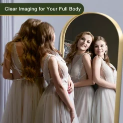 Elsie 71" X 28" Arched Full Length Mirror, Aluminum Alloy Frame Arched Mirror Full Length For Leaning & Wall Mounted, No Stand - The Pop Home -Safavieh Outlet Store GUEST 7ac9c824 bc38 4be8 8aa3 5a2534bcffa7