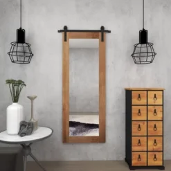 Wood Wall Mirror With Metal Hanging Rod Brown - Olivia & May -Safavieh Outlet Store GUEST 7ba2ed8e ebfc 44f4 9acc 61a6f0d83cde