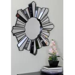 Northlight 25" Sparkling Sunburst Matte Black Round Wall Mirror -Safavieh Outlet Store GUEST 7e4d0ab0 f676 4bc6 a887 be609976c408