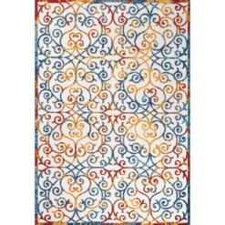 Atrani Scroll Trellis Indoor/Outdoor Area Rug - JONATHAN Y