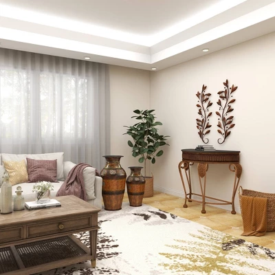 Metal Leaf Wall Decor Set Of 2 Brown - Olivia & May 3 Metal Leaf Wall Decor Set Of 2 Brown - Olivia & May - Image 3