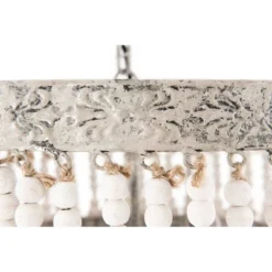 3-Tier Round Metal Chandelier With 3 Lights And Hanging Wood Beads Cream - Storied Home -Safavieh Outlet Store GUEST 8087b6a5 f132 4d5c 9c18 90174c0f3c58