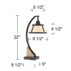 Franklin Iron Works Oak Rustic Farmhouse Desk Table Lamp 22" High Gray With USB And AC Power Outlet In Base Wash Mica Shade For Bedroom Living Room -Safavieh Outlet Store GUEST 82159f45 6684 4a0e 96c2 030b8dd6f579