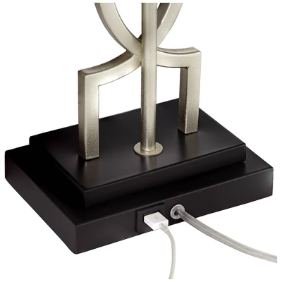 360 Lighting Evan Modern Table Lamps 28 1/2" Tall Set Of 2 Brushed Nickel With USB Charging Port White Rectangular Shade For Bedroom Living Room House 6 360 Lighting Evan Modern Table Lamps 28 1/2" Tall Set Of 2 Brushed Nickel With USB Charging Port White Rectangular Shade For Bedroom Living Room House - Image 6