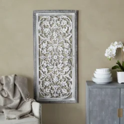 Mango Wood Floral Handmade Intricately Carved Arabesque Wall Decor - Olivia & May -Safavieh Outlet Store GUEST 82c4c24e 19ca 4297 b2d8 1011b415b883
