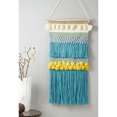 Saro Lifestyle Textured Woven Wall Hanging, 18"x36", Blue 2 Saro Lifestyle Textured Woven Wall Hanging, 18"x36", Blue - Image 2
