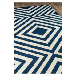 Navy Indoor/Outdoor Geometric Rug