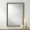 Noble Park Rectangular Vanity Wall Mirror Vintage Rustic Farmhouse Beaded Gray Washed Wood Frame 25 1/2" Wide For Bathroom Bedroom Living Room House