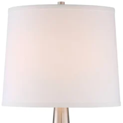 360 Lighting Karla Art Deco Style Table Lamps 25" High Set Of 2 Brushed Nickel With USB Charging Port And Table Top Dimmers White Fabric Drum For Desk -Safavieh Outlet Store GUEST 868b441e 1e68 45fd afac ef63ce4d76d5