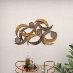 Metal Abstract Wall Decor With Round Mirror Accents Beige - Olivia & May 19 Metal Abstract Wall Decor With Round Mirror Accents Beige - Olivia & May -Safavieh Outlet Store GUEST 86ae8fcc 7531 4596 ae3a c200450c530b