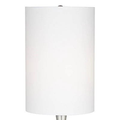 360 Lighting Modern Table Lamp 24.5" High Brushed Steel Droplet White Cylinder Shade For Living Room Family Bedroom Bedside Nightstand 2 360 Lighting Modern Table Lamp 24.5" High Brushed Steel Droplet White Cylinder Shade For Living Room Family Bedroom Bedside Nightstand - Image 2