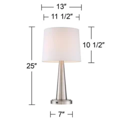 360 Lighting Karla Art Deco Style Table Lamps 25" High Set Of 2 Brushed Nickel With USB Charging Port And Table Top Dimmers White Fabric Drum For Desk -Safavieh Outlet Store GUEST 885eca65 547e 4dde bd6d 7fcb78d93b6f