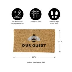 Evergreen Bee Our Guest Woven Back Indoor Outdoor Natural Coir Doormat 1'6"x2'6" Multicolored -Safavieh Outlet Store GUEST 8a9b455b dede 450f bb53 e3832de4ed64