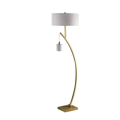59" Contemporary Arc With Hanging Pendulum Metal Floor Lamp Gold - Ore International 2 59" Contemporary Arc With Hanging Pendulum Metal Floor Lamp Gold - Ore International - Image 2