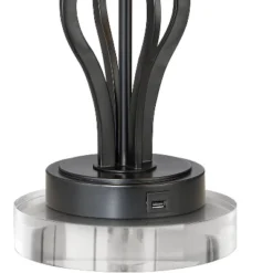 360 Lighting Heather Modern Industrial Table Lamps Set Of 2 With Round Risers 27 1/4" Tall Dark Iron USB Charging Port Iron Burlap Drum Shade For Desk -Safavieh Outlet Store GUEST 8e764a3c f5f5 45bb b692 d9e1cade8dab