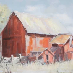 Canvas Landscape Barn Framed Wall Art With Silver Frame Multi Colored - Olivia & May -Safavieh Outlet Store GUEST 8ebafef7 0f57 40e2 b98d d27e3cc892e7