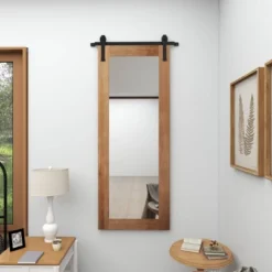 Wood Wall Mirror With Metal Hanging Rod Brown - Olivia & May -Safavieh Outlet Store GUEST 8fa36161 e1eb 4db1 a128 3649e57e462b