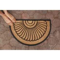 1'5" X 2'5" Shell Half-Circle Indoor/Outdoor Recycled Rubber/Coir Doormat Natural/Black - Entryways -Safavieh Outlet Store GUEST 90b9fd71 407d 4ff6 bf0f 62cdcd68576c