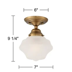 Regency Hill Schoolhouse Floating Modern Farmhouse Ceiling Light Semi Flush Mount Fixture 7" Wide Brass White Glass Shade For Bedroom Living Room Home -Safavieh Outlet Store GUEST 91671581 8163 40e5 bfb7 4d9769b967ca
