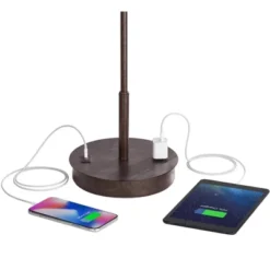 360 Lighting Modern Accent Table Lamp With USB And AC Power Outlet 23 1/2" High Bronze Fabric Drum Shade For Bedroom Living Room House Desk Bedside -Safavieh Outlet Store GUEST 943b3fba 9a98 4e8e 9706 c63e147e7fb3