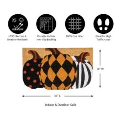 Evergreen Pattern Pumpkins Shaped Indoor Outdoor Natural Coir Doormat 1'6"x2'6" Multicolored -Safavieh Outlet Store GUEST 946dfa04 b680 4c1e 9939 04934516cb2a