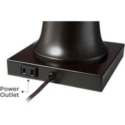 Regency Hill Hadley Industrial Table Lamps Set Of 2 26" High Bronze With AC Power Outlet Ivory Pleat Shade For Bedroom Living Room Bedside Office Desk -Safavieh Outlet Store GUEST 95015d7e 881a 4ad1 94a2 f4002289044f