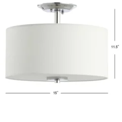15" Marc Metal/Linen LED Semi-Flush Mount Chrome (Includes Energy Efficient Light Bulb) - JONATHAN Y -Safavieh Outlet Store GUEST 9532ed43 d4bb 4ed5 9b49 9a9a73d440db