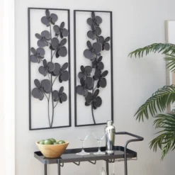 Set Of 2 Metal Floral Orchid Wall Decors With Black Frame Black - Olivia & May -Safavieh Outlet Store GUEST 953438f9 dec8 41f2 b26b 0ded378ba6ea