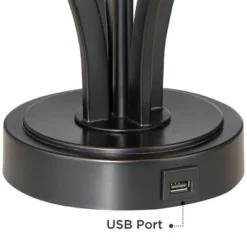 360 Lighting Heather Modern Industrial Table Lamps Set Of 2 With Round Risers 27 1/4" Tall Dark Iron USB Charging Port Iron Burlap Drum Shade For Desk -Safavieh Outlet Store GUEST 960f8063 a35b 4b86 a1af bd4e3371c9a5