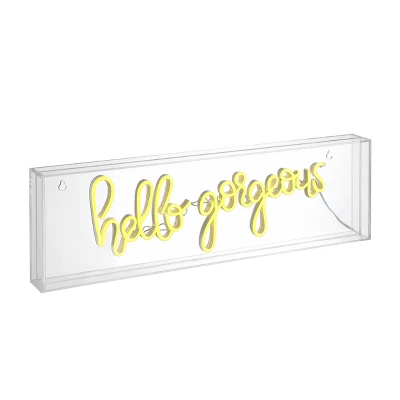 20" Hello Gorgeous Contemporary Glam Acrylic Box Pendant (Includes LED Light Bulb) Neon Yellow - JONATHAN Y 1 20" Hello Gorgeous Contemporary Glam Acrylic Box Pendant (Includes LED Light Bulb) Neon Yellow - JONATHAN Y