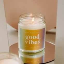 Sweet Water Decor Good Vibes Rainbow Label 9oz Clear Jar Soy Candle -Safavieh Outlet Store GUEST 97390a75 3052 4973 9db8 7f7a3d74649b