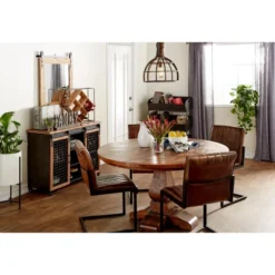 Wood Wall Mirror With Metal Hanging Rod Brown - Olivia & May -Safavieh Outlet Store GUEST 98fcb793 75d1 4b7d a108 ebbc2197becb