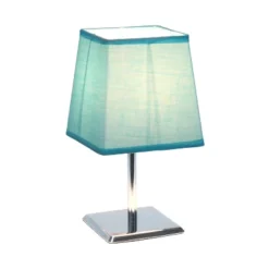 Mini Table Lamp With Squared Empire Fabric Shade Blue - Simple Designs