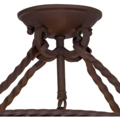 John Timberland Natural Mica Rustic Ceiling Light Semi Flush Mount Fixture 15" Wide Deep Walnut Scroll 3-Light Drum Shade For Bedroom Living Room Home -Safavieh Outlet Store GUEST 99cb8175 5130 45a8 afdf 653b162ab572