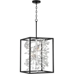 Possini Euro Design Black Silver Pendant Chandelier 15 1/4" Wide Modern Clear Crystal Flower Vine 4-Light Fixture For Dining Room House -Safavieh Outlet Store GUEST 99db8f24 c254 4107 8bfb 1b186ddf050c